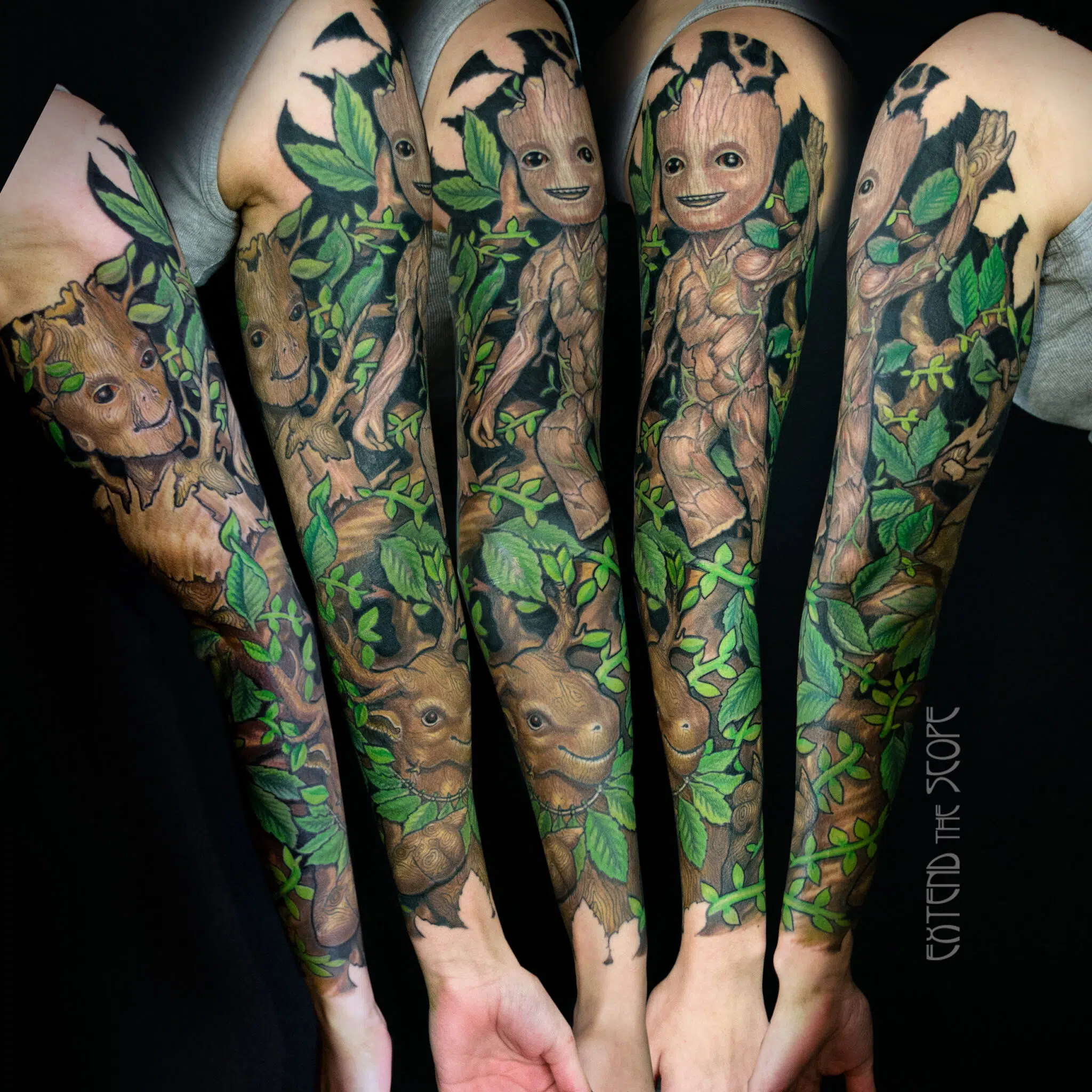 Arm Groot-Tattoo Guardians of the Galaxy Sleeve Extend the Scope Göttingen