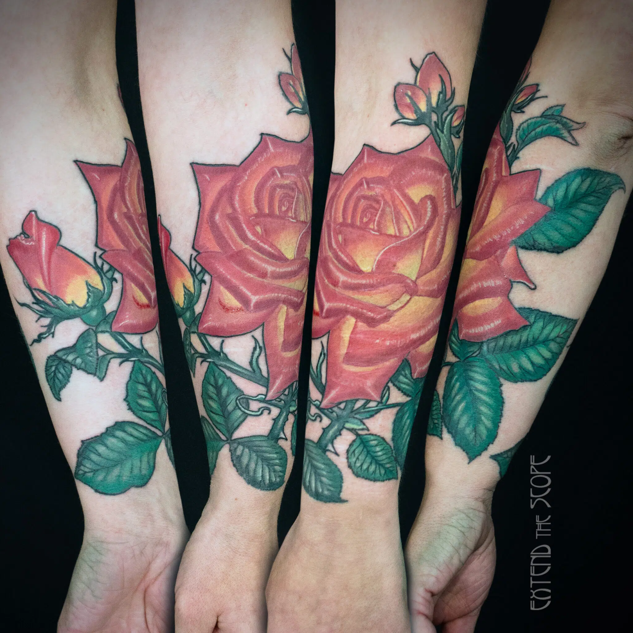 Narbentattoo Narben-Cover-Up Rose Scarcover Unterarm
