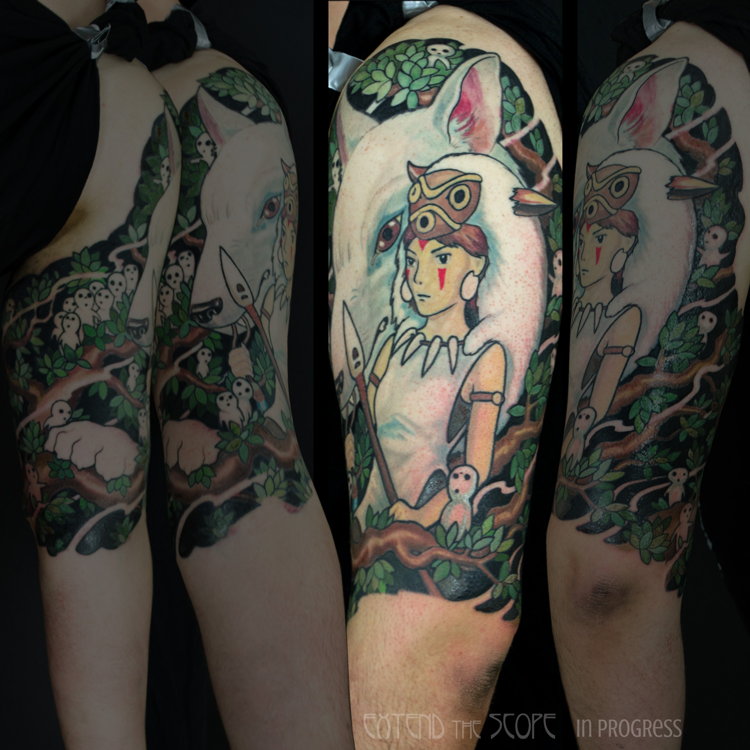 Tattoo Oberarm Prinzessin Mononoke Ghibli-Tattoo Extend the Scope Göttingen