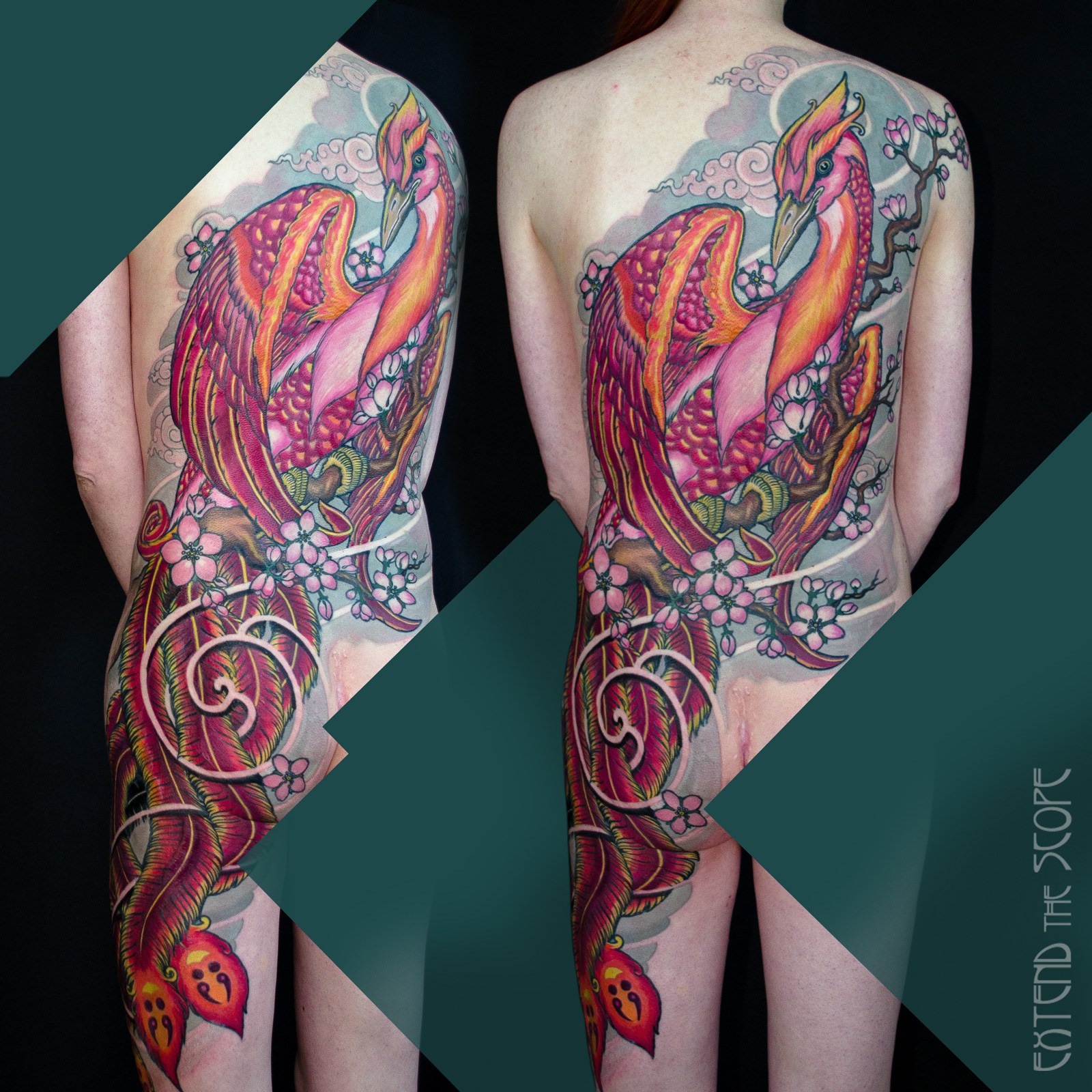 Sitzender Phönix Rücken Backpiece Göttingen Extend the Scope Tattoo