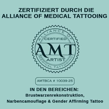 AllianceOfMedicalTattooing Zertifizierung Brustwarzenrekonstruktion, Narbencamouflage, Gender Affirming Tattoo