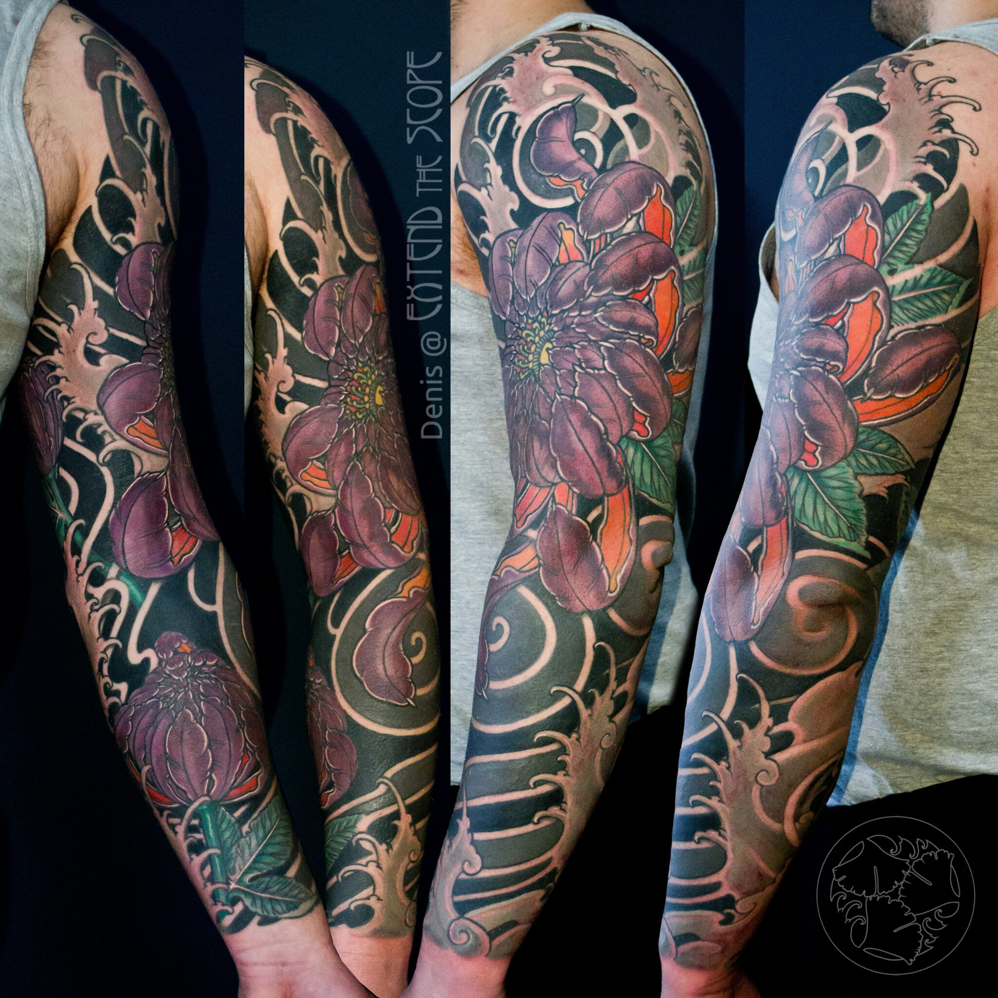 Chrysantheme Sleevetattoo neojapanese Armtattoo Extend the Scope Göttingen
