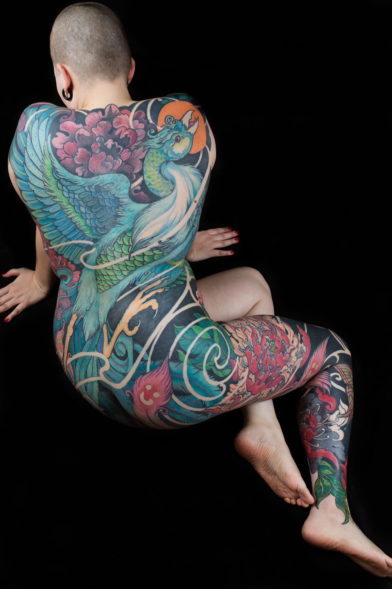 Covertattoo Bodysuit Phoenix Blüten Rücken Backpiece neojapanese Stefanie Lamm Extend the Scope Göttingen