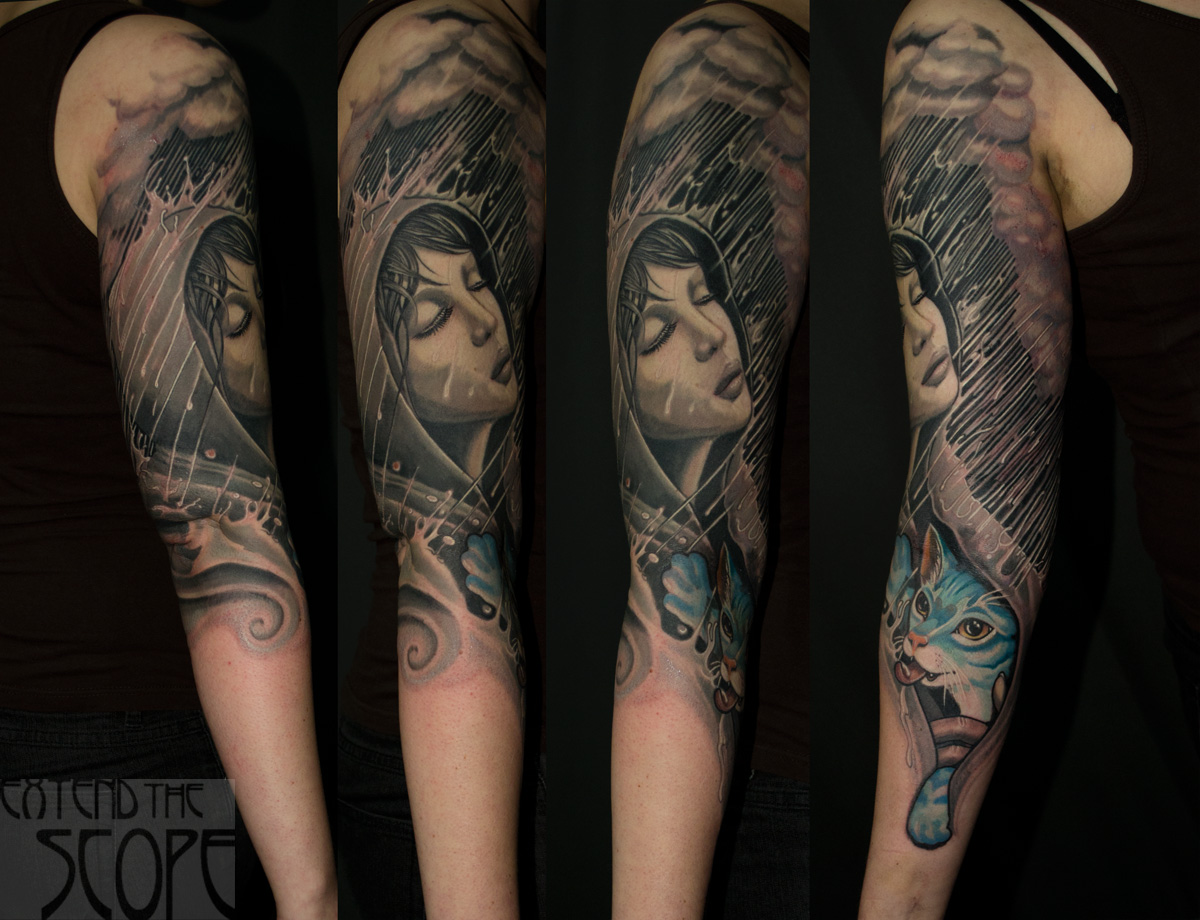 Regen Gewitter Katze Tattoo Arm Extend the Scope Göttingen