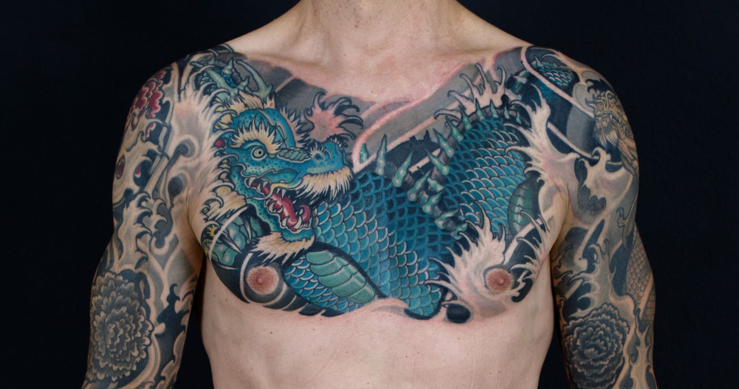 Extend the Scope Tattoostudio Göttingen freihand Cover-Up Chestpiece Drache